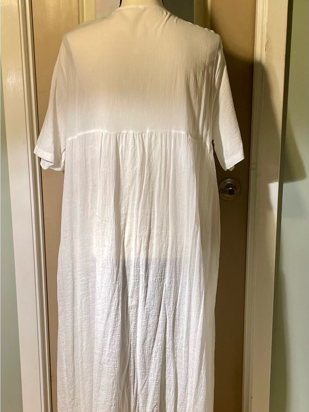 White Button-Front Maxi Dress - Picture 3 of 3